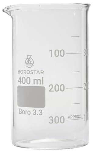 Borostar Vaso de precipitados (Boro 3.3) de 400 ml con graduación y boquilla