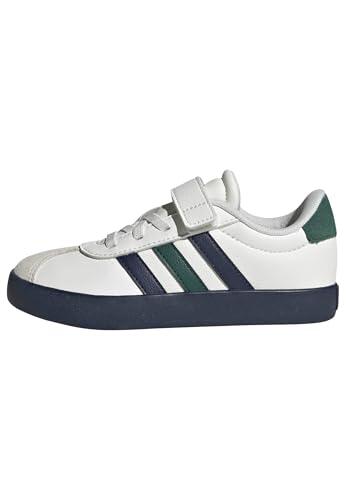 adidas Unisex niños VL Court 3.0 Hook and Loop Shoes Kids, Core White/Collegiate Navy/Collegiate Green, 34 EU