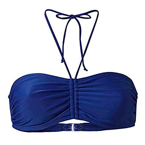 Generisch 2025 Bikini Mujer Conjunto Traje de Baño Traje de Baño Verano Mujeres Verano Doble Plus Plain Bikini Bandeau Top Hombre Suéter, azul, XXL