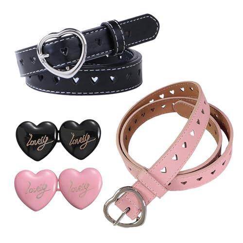 2 Piezas De Cinturón De Hebilla De Metal, 2 Piezas De Hebilla De Cintura Con Forma De Corazón, Simple Y Versátiles, Únicas Y De Moda, Cinturón De Ropa Ajustable.