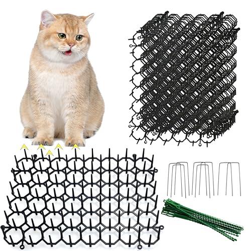 KOKMEYA Alfombrillas Antigatos con Pinchos (Pack de 12, 20x15cm) - Repelente con 8 Estacas y 20 Bridas - Malla para Jardín, Sofá y Plantas - Barrera Interior/Exterior
