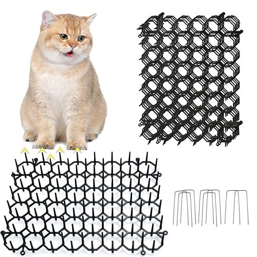 KOKMEYA Alfombrillas Antigatos con Pinchos (Pack de 6, 20x15cm) - Repelente con 8 Estacas de Fijación - Malla para Jardín, Sofá y Plantas - Barrera Interior y Exterior