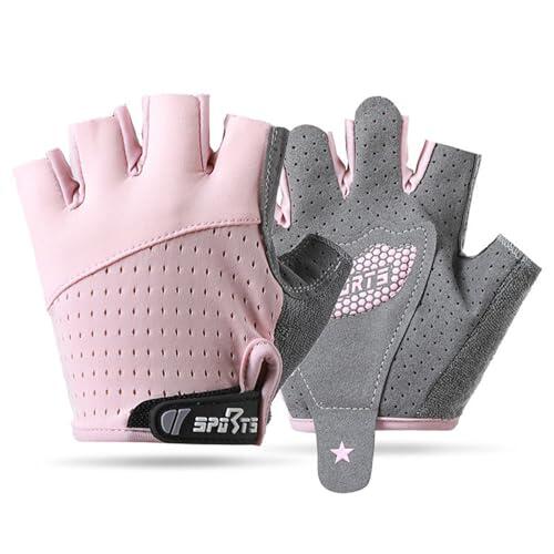 FYting Guantes Bici Niño,Guantes Niño,Guantes Sin Dedos,Palms Protección Antideslizantes Cómodos y Transpirables para Patinaje sobre Hielo, Bicicletas, Scooters, Clases de Educación Física(Rosa,M)