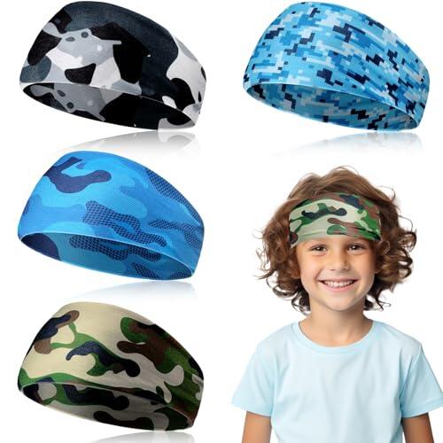 Cinta Deporte Elástica para El Pelo 4 Piezas Diadema Deportiva Niño Cinta Sudor Cabeza Diadema Verano Colores para Deportes Al Aire Libre, Accesorios Correr, Ciclismo (A, A)