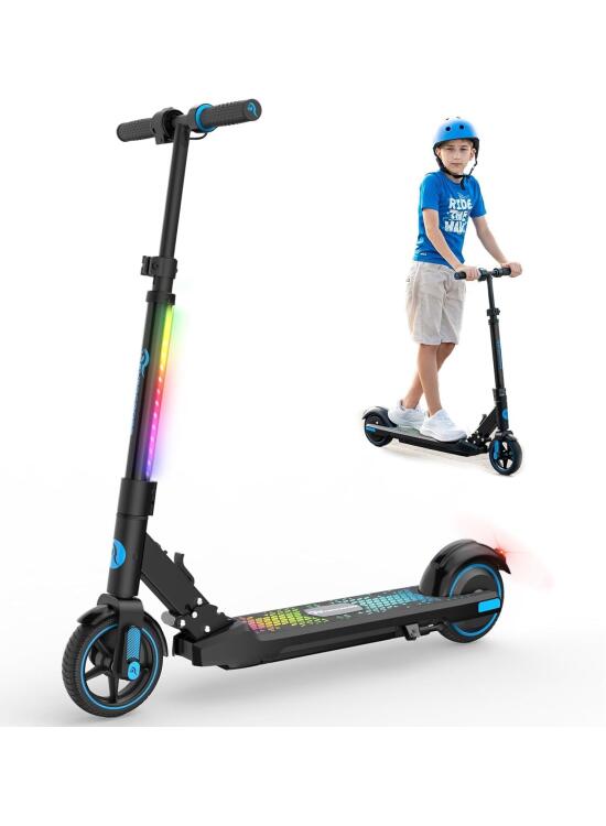EVERCROSS EV06C Patinete Eléctrico, 6,5'' Patinete Eléctrico Plegable Niños 6 a 12 Años, hasta 15 KM/H & 8 KM, Pantalla LED, Luces LED Coloridas, Patinete niños Liviano E Patinete