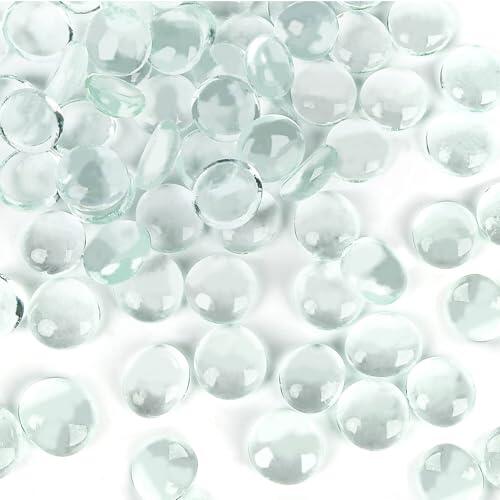 Piedras de vidrio planas de 12 onzas para jarrones, cuentas de vidrio | pequeñas piezas de vidrio planas, piedras para acuarios, elementos de relleno para jarrones, piedras decorativas de vidrio