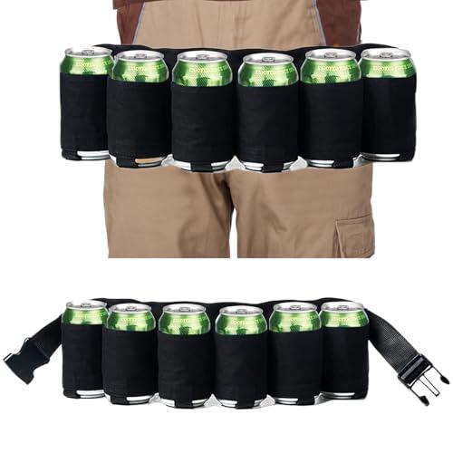 Cinturón Porta Cervezas Ajustable con 6 Portavasos Cinturón de Bebidas