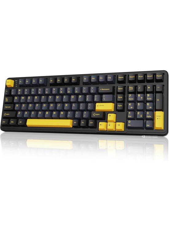 ATTACK SHARK X98 Teclado Mecánico para Juegos de 102 Teclas, y Teclado Numérico, BT5.0/2.4G/USB-C Trimodo, Gasket Hot-Swap Linear Switch, RGB Backlit, Batería de 4000mAh, Diseño QWERTY - Negro