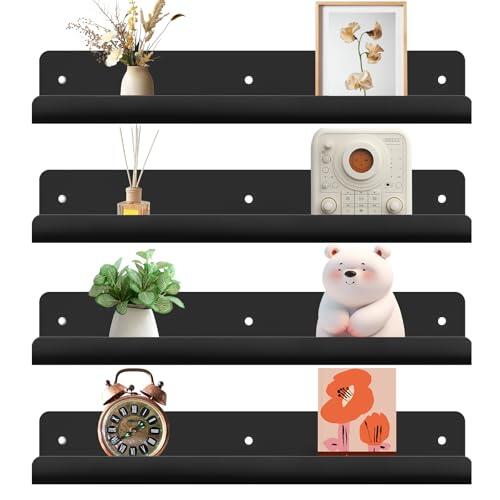 Gucass 4 Piezas Estanteria Pared Sin Taladrar, 30cm Estantes Flotantes Acrílico, Baldas Negro de Pared, Floating Shelves para Decoración Baño, Entrada Recibidor, Cocina, Ahorra Espacio en el Hogar