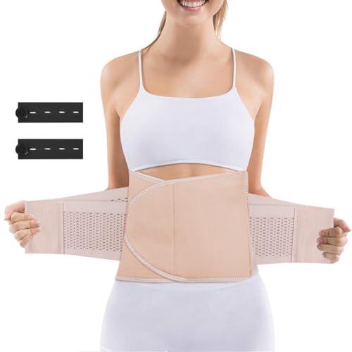 AOGOE Faja Abdominal Postparto, Cinturón Postparto para la Recuperación, Cinturón Embarazadas con Correas de Ajuste Dobles, Transpirable Faja de Embarazo, Faja Postparto (Beige)