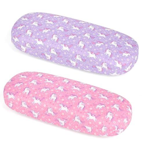 Beipegin 2pcs Unicornio Funda Gafas Rígida Niñas, Funda Gafas de Sol con Paño para Gafas