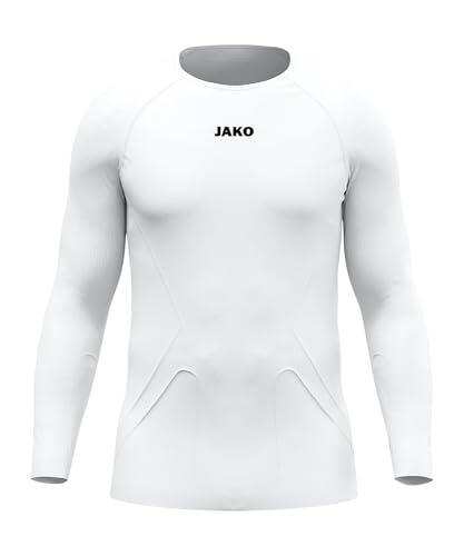 JAKO Camiseta de Manga Larga para niños, Ligera, Color Blanco, Talla 3XS