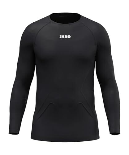 JAKO Camiseta de Manga Larga para niños, Ligera, Color Negro, Talla 3XS