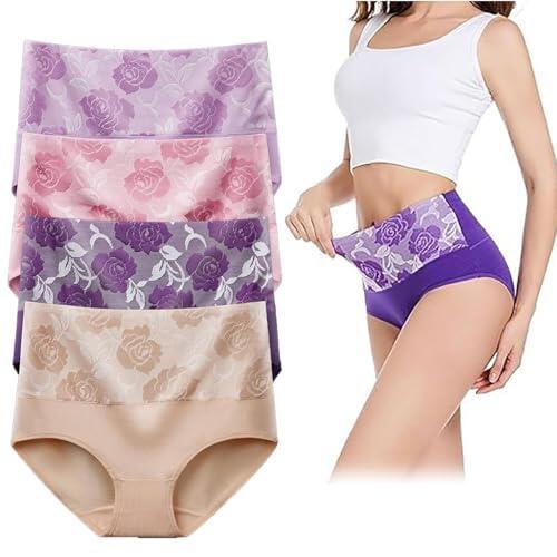 RWRAEO Bragas Antifugas Zenywear,Bragas Antifugas de Cintura Alta con Control de Abdomen y Levanta Cola para Tallas Grandes,Ropa Interior para Incontinencia para Mujer (4 Piezas - c,XL)