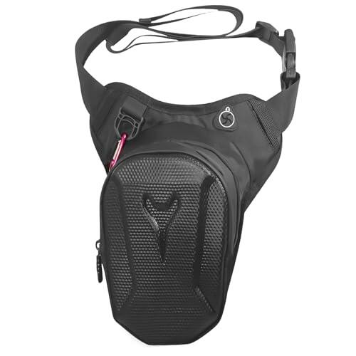 LEKEFETO Bolsa de pierna para moto, con carcasa rígida de EVA y diseño impermeable, correa ajustable, 26 x 20 x 13 cm, color negro, Negro , Bolsa de pierna para moto