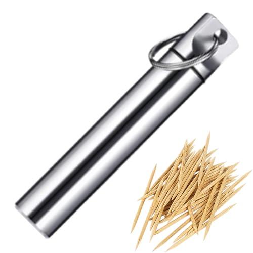Soporte de palillo de dientes para bolso, portavasos de bolsillo | Dispensador de contenedor de caja de bolsillo de aleación de aluminio | Elegante cubo de recolección de dientes higiénicos para casas