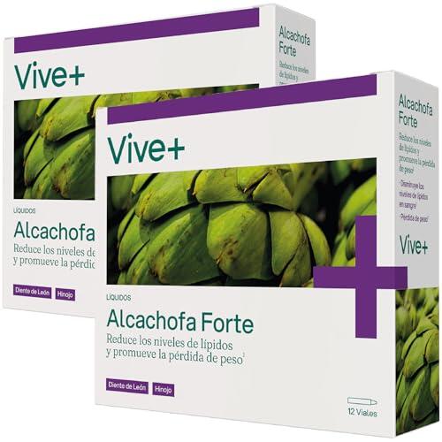 Vive+ Alcachofa Forte – 2 Paquetes de 12 Viales – Suplemento Natural para la Salud Digestiva y Control de Peso – Alcachofa, Diente de León e Hinojo – Detoxificación y Bienestar General