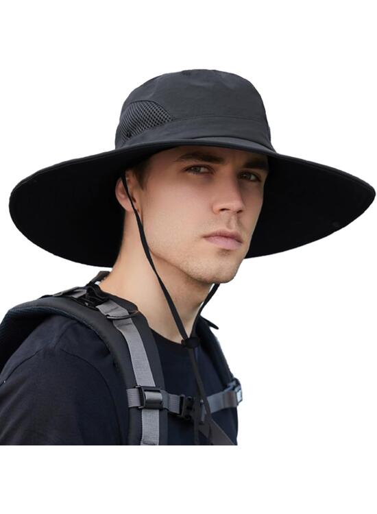 Sombrero Ajustable al Aire Libre, Protección UV Hombre & Mujer, Sombrero de Pescador Safari Montaña para Pesca, Camping, Senderismo Exteriores (Gris Oscuro)