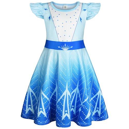 BSBUY Camisón para Niñas, Pijama de Noche, Camisón de Princesa con Mangas Voladoras de Verano, Camisón Niña en Verano para 3-8 años, 110cm