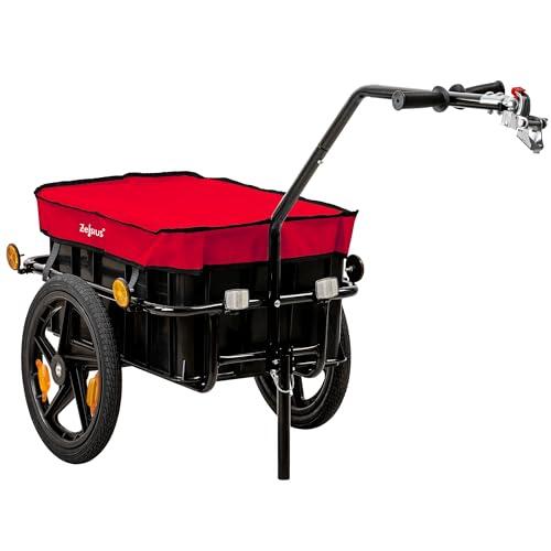 Zelsius Remolque de bicicleta de transporte, 68 litros, carro de transporte, carrito de bicicleta, carro de mano, remolque para bicicleta, remolque de carga con bandeja de plástico, remolque de