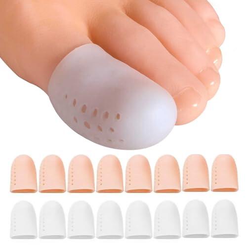 16 Piezas Protector Dedo Gordo Pie, Protector Dedos Pie Silicona Transpirable, Protector Del Dedo Grande Recortable, Cubiertas de Dedos para Ampollas, Callos