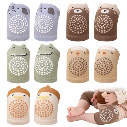 SacJkt Rodilleras Bebé, 5 Pares de Protectores de Rodillas para Gateo con Nopas Anti-Deslizante, Cómodos y Elásticos, Protectores de Rodillas para Niños y Niñas (0-5 Años)