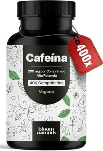 Cafeina Alta Potencia – 400 Comprimidos – 200 mg de Cafeína por Comprimido – Vegano – Producido en Alemania – Sin Gluten – Analizado en Laboratorio