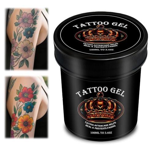100ml Crema para Tatuajes, Tattoo Crema Cuidado, Repara la Piel Post Tattoo, Hidrata y Iluminador del Color los Tatuajes, Cuidado de la Piel Dañada, Preserva la Belleza del Tatuaje,Negro