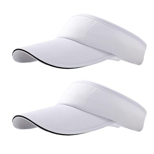 NHTJTHE 2pcs Visor Cap, Transpirable y Absorbe el Sudor Gorra de Verano Gorra con Visera Solar, Unisex Ajustable, Moda Gorra Hombre y Mujer (1 Negro + 1 Blanco), Blanco, M