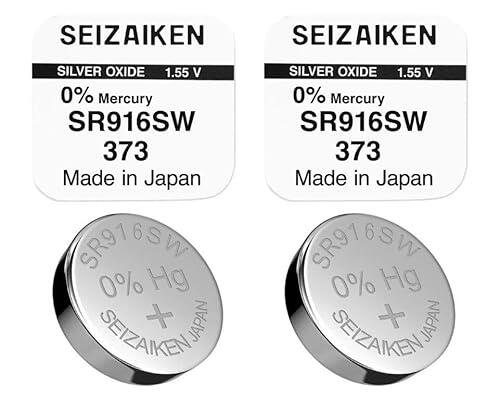 2 piezas de pilas de botón originales SEIZAIKEN 373, SR916SW, 1,55 V, pilas de reloj de óxido de plata, 0% mercurio, 100% fabricadas en Japón
