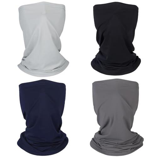 Bufanda Tubular Multifuncional 4 Piezas Pañuelos Bicicleta Máscara Protección Solar UV Braga Cuello Fina Verano Diadema Elástica Deportiva para Mujer Hombre,Actividades Al Aire Libre, Cámping (A)