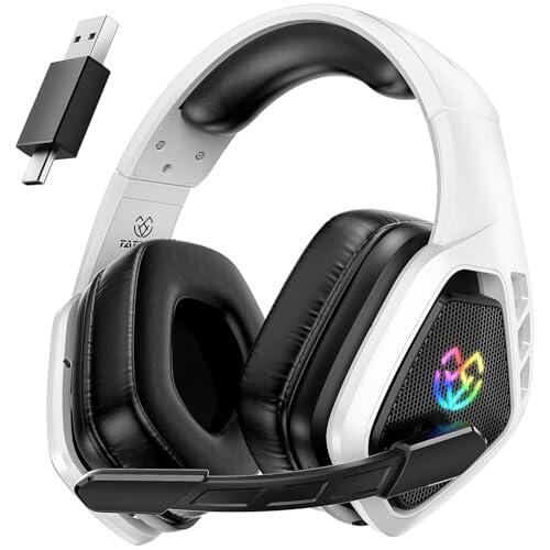 Tatybo Cascos Gaming Inalámbricos 7.1 para Ps5/Ps4/PC, Auriculares Bluetooth con Micrófono con Cancelación de Ruido, 2.4GHz USB-C, 40H+ Batería para Switch/Mac/Portátil