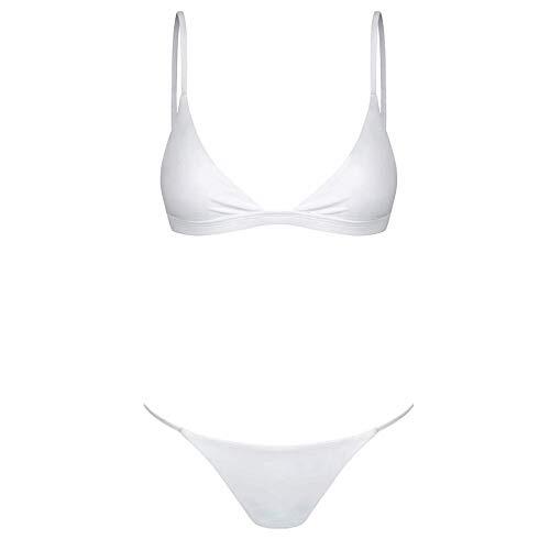 Generisch Conjunto de bikini de playa para mujer, traje de baño, push-up brasileño antes de que el café se enfríe, Blanco, S