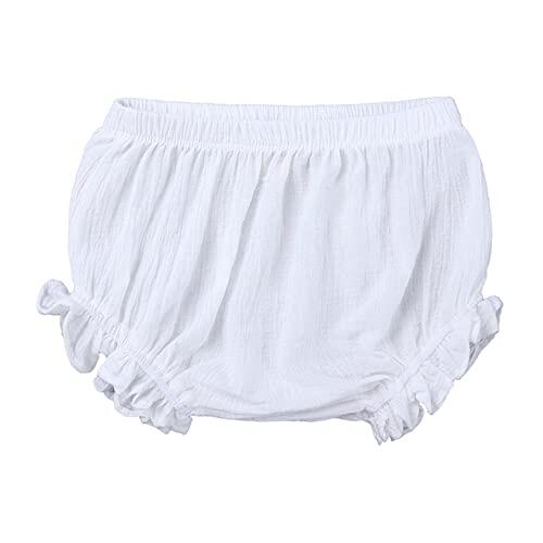 2025 Recién Nacido Bebé Niñas Niños Sólido Primavera Verano Pantalones Cortos Volantes Ropa Deportiva Niños, Blanco, 0-6 meses