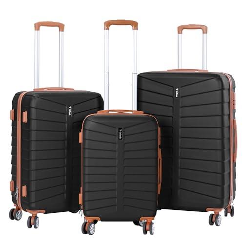 Juego de 3 Maletas Viaje Rígidas ABS con Ruedas 360° | Trolley Maleta de Cabina Ligero y Resistente | Equipaje de Mano, Mediana y Grande | Cerradura , Asa Telescópica, Interior Organizado Diseño