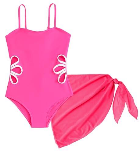 Happy Cherry - Traje de baño de 2 piezas para niña y adolescente, combinación con camisón, conjunto de playa, fucsia, 11-12 Años