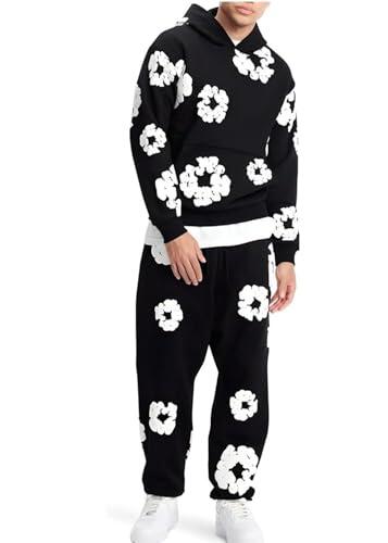 Chándal for Hombres y Mujeres, Conjunto de Traje Deportivo for Correr de 2 Piezas Chándal de Calle Y2K Hip Hop, Sudadera con Capucha y Pantalones Unisex, Traje Deportivo y cómodo A01