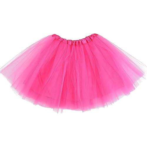 Plipdhy Tutú de Tul para Adultos,Tutu Rosa 3 Capas,Falda de Tul Mujer,Falda de Ballet,Tutu para Mujer para Danza Fiesta y Halloween Disfraz