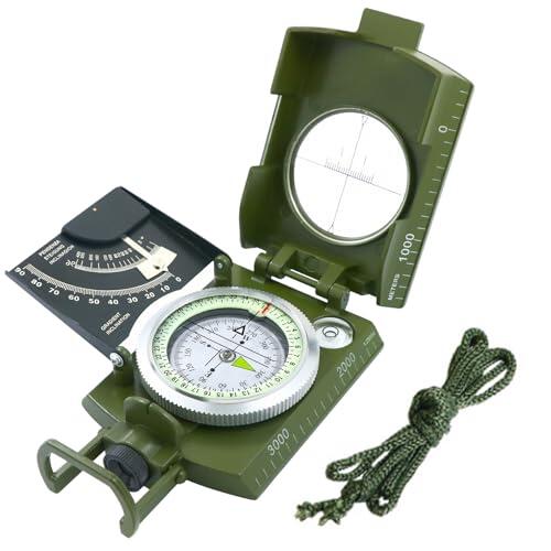 aiGear Brújula de Navegación Militar Impermeable/Brújula Hiking Survival | Brújula de Orientación con Navegación Nocturna Senderismo Escalada Ciclismo Actividades al Aire Libre