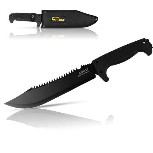 Xforst Cuchillo CRB - Gran Cuchillo de Caza, Cuchillo de Supervivencia para Exteriores de 39,5 cm de Longitud Total, Mango de Plástico y Funda de Almacenamiento de Tela Oxford