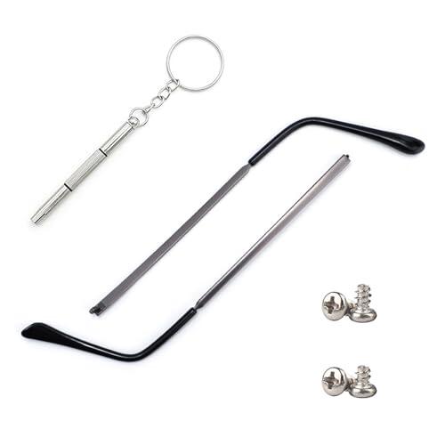 1 Par de Patillas de Repuesto para Gafas, Metal, Diseño Ergonómico,Ligeras y,Incluye Tornillos y Destornillador 3 en 1,Reemplazo para Gafas de Sol y Ópticas,140 mm de largo y 3 mm de ancho (Gris)