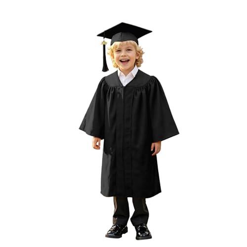 Vestido de graduación para niños Talar con sombrero conjunto con gorro de graduación y talar para el jardín de infantes gorra académica Talar Bachelor Bachelor Sombrero Juez Disfraz 0, A-negro 01, M