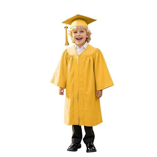 Vestido de graduación para niños Talar con sombrero conjunto con gorro de graduación y talar para el jardín de infantes gorra académica Talar Bachelor Bachelor Sombrero Juez Disfraz 0, A-gold 04, L