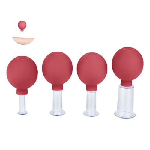 Juego de 4 copas faciales de plástic, succión al vacío de silicona, terapia de masaje, un kit para anticelulitis, antiarrugas y piel sin edad al instante, para ojos, cara y cuerpo
