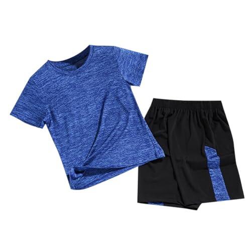 Generisch Chándal para niños de verano de secado rápido, traje deportivo corto, camiseta y pantalones cortos, conjunto de ropa deportiva para niños de 2 a 11 años, Clothes B3-BU2, 4-5 años