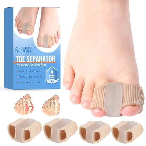4 Piezas Separador Dedos Pie, Corrector de Juanetes, Separadores de Dedos de Los Pies Silicona, Juanetes Corrector Nocturno y Dia, Corrector Juanetes Mujer y Hombres