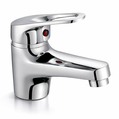 Grifo Lavabo Baño-Grifos Para Lavabos de Baño-Color Cromado Plateado-Estilo Tradicional Mini -Grifo Mezclador Monomando-Accesorios de Instalación y Latiguillos 3/8 Incluidos-Torneira Lavatorio