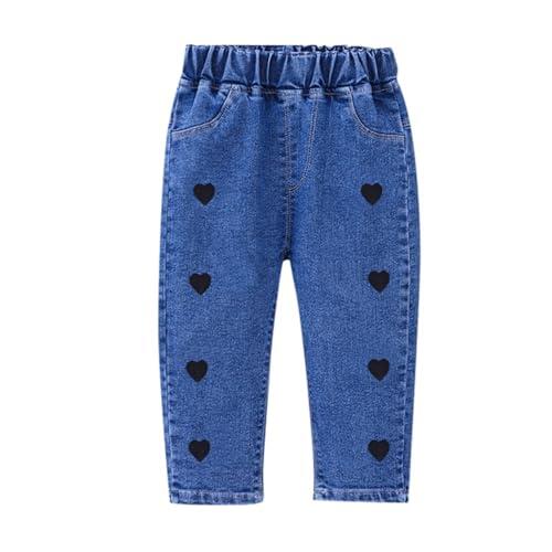 Generisch Vaqueros para niña, corte ancho, cintura media, corte recto, pantalones vaqueros para niñas, pantalones vaqueros ajustados con cintura elástica, Negro , 12-18 meses