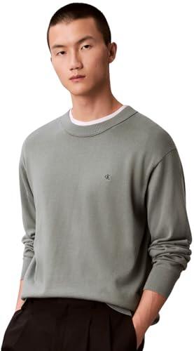 Calvin Klein EU LS Cotton Relaxed CREWNK SWEA LV04RC309G Suéteres para Hombre, Gris (Verde otoño), M, Gris (Verde otoño), M