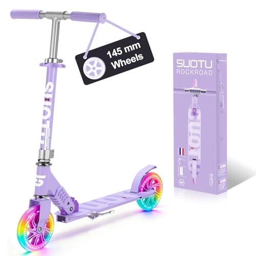 SUOTU Patinete Niño, 145 mm Ruedas, Scooter con Luces para Niños 3-12 Años
